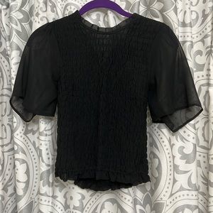 Abercrombie & Fitch black smocked flutter sleeve top
